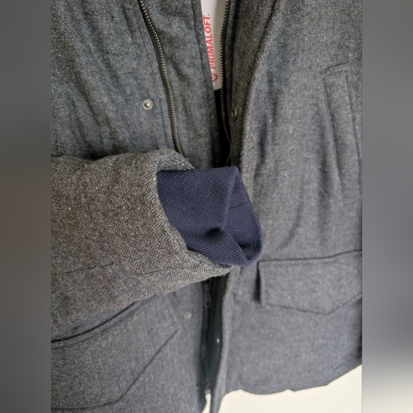 Bonobos Herringbone Charcoal Italian Wool Expedition Parka Medium - Picture 6 of 11